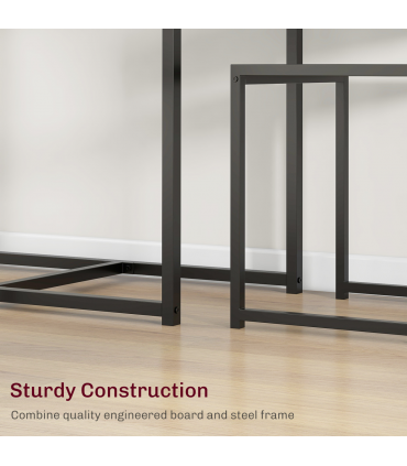 HOMCOM 3 Piece Dining Table Set with Metal Frame Grey Wood-Effect