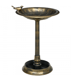 Outsunny 72cm Tall Bird Bath with Bird Decoration for Garden, Bronze Tone