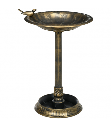 Outsunny 72cm Tall Bird Bath with Bird Decoration for Garden, Bronze Tone