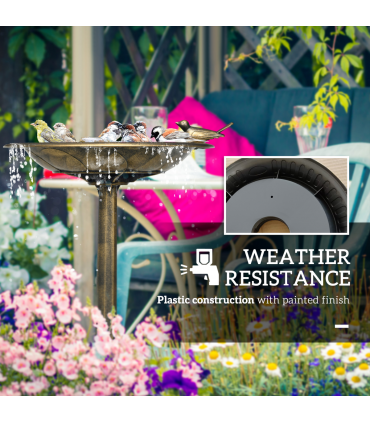 Outsunny 72cm Tall Bird Bath with Bird Decoration for Garden, Bronze Tone