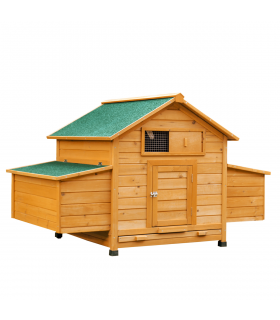 Outdoor Solid Fir Wood Pet House with Nesting Boxes & Weather Protection