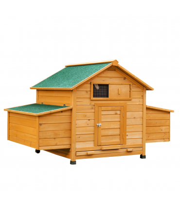 Outdoor Solid Fir Wood Pet House with Nesting Boxes & Weather Protection