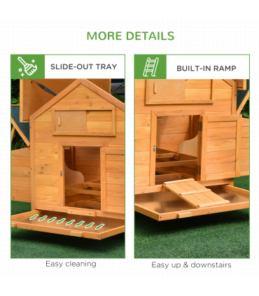 Outdoor Solid Fir Wood Pet House with Nesting Boxes & Weather Protection