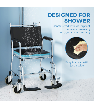 Versatile Commode Shower Chair Wheelchair with Footrest for Comfort