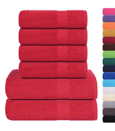 vidaXL 6 Piece Towel Set Red 360 gsm 100% Cotton