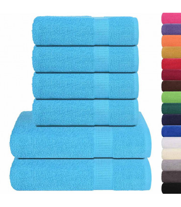 vidaXL 6 Piece Towel Set Turquoise 360 gsm 100% Cotton