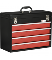 4 Drawer Tool Chest Lockable Tool Box w/ Ball Bearing Runners 51cmx22cmx39.5cm
