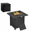 Outsunny 50,000 BTU Gas Firepit Table with Protective Cover, Spark Guard