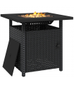 Outsunny 50,000 BTU Rattan Fire Pits for Garden, Propane Fire Pit Table, Black