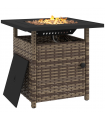 Outsunny 50,000 BTU Rattan Fire Pits for Garden, Propane Fire Pit Table, Brown