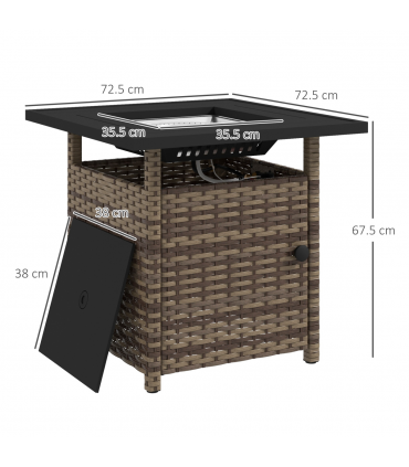 Outsunny 50,000 BTU Rattan Fire Pits for Garden, Propane Fire Pit Table, Brown