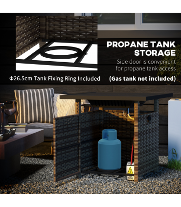 Outsunny 50,000 BTU Rattan Fire Pits for Garden, Propane Fire Pit Table, Brown