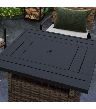 Outsunny 50,000 BTU Rattan Fire Pits for Garden, Propane Fire Pit Table, Brown