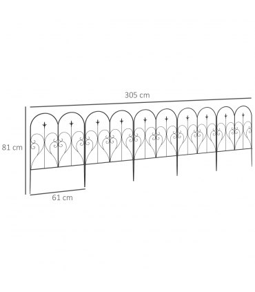 Outsunny 5PCs Decorative Garden Fencing 32in x 10ft Metal Border Edging