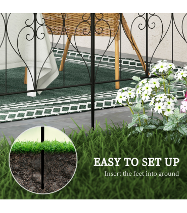 Outsunny 5PCs Decorative Garden Fencing 32in x 10ft Metal Border Edging