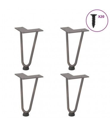 vidaXL Hairpin Table Legs 4 pcs Natural Steel 20 cm Solid Steel