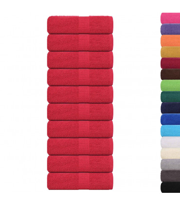 vidaXL Guest Towels 10 pcs Red 30x50 cm 360 gsm 100% Cotton