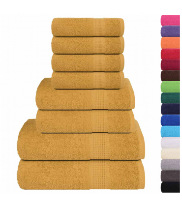 vidaXL 8 Piece Towel Set Gold 360 gsm 100% Cotton
