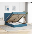 vidaXL Ottoman Bed with Mattresses Dark Blue 140x200cm Velvet