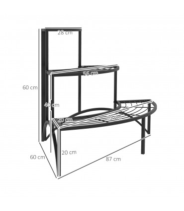 Outsunny 3 Tier Metal Corner Plant Stand for Garden Balcony Patio, Black