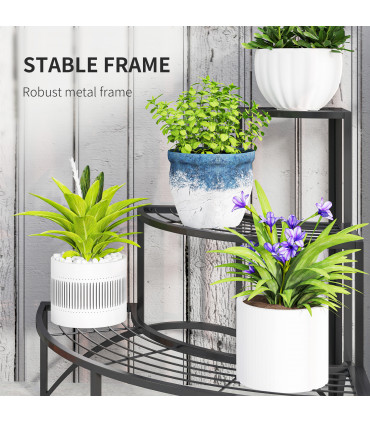 Outsunny 3 Tier Metal Corner Plant Stand for Garden Balcony Patio, Black
