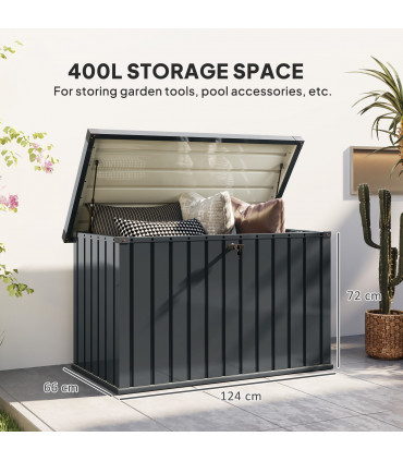 Outsunny 400L Waterproof Metal Outdoor Storage Box with Lock and Keys