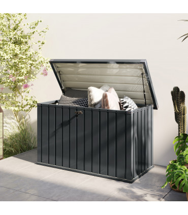 Outsunny 400L Waterproof Metal Outdoor Storage Box with Lock and Keys