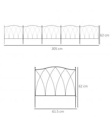 Outsunny 5PCs Decorative Garden Fencing Metal Border Edging