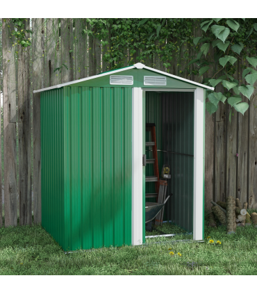 Outsunny 5ft x 4.3ft Outdoor Metal Storage Shed with Sliding Door Sloped Roof