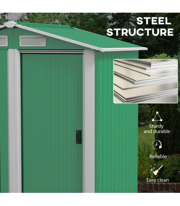 Outsunny 5ft x 4.3ft Outdoor Metal Storage Shed with Sliding Door Sloped Roof