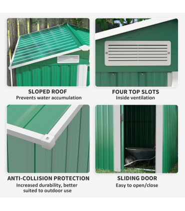 Outsunny 5ft x 4.3ft Outdoor Metal Storage Shed with Sliding Door Sloped Roof