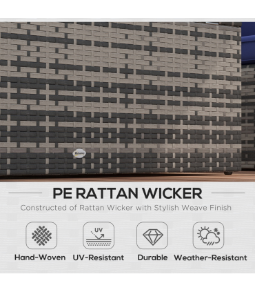 Outsunny 6 PCS Patio Rattan Sofa Set Conversation Furniture Navy Blue