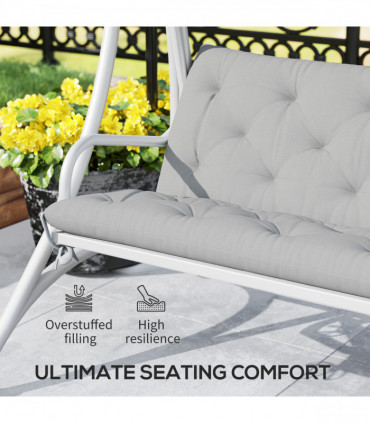 Outsunny 3 Seater Garden Bench Cushion Outdoor Seat Pad w/ Ties Light Grey