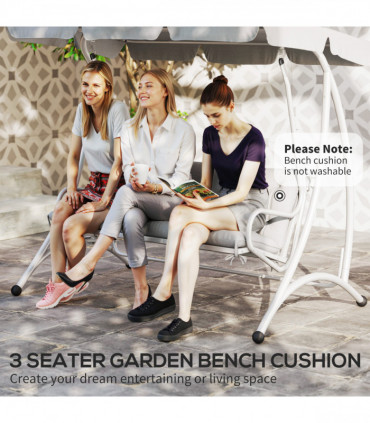 Outsunny 3 Seater Garden Bench Cushion Outdoor Seat Pad w/ Ties Light Grey