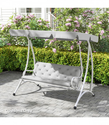 Outsunny 3 Seater Garden Bench Cushion Outdoor Seat Pad w/ Ties Light Grey