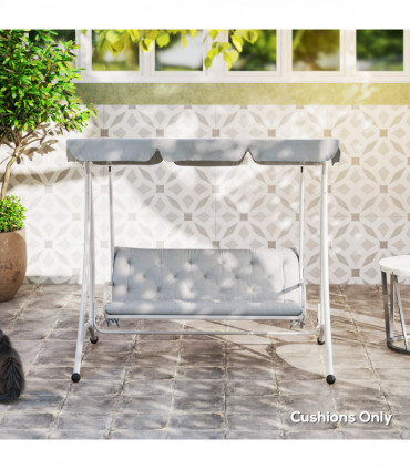 Outsunny 3 Seater Garden Bench Cushion Outdoor Seat Pad w/ Ties Light Grey