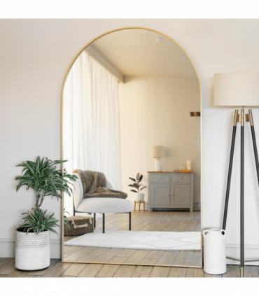 Akiko - Full Length Gold Metal Arched Mirror - 180cm x 105cm.