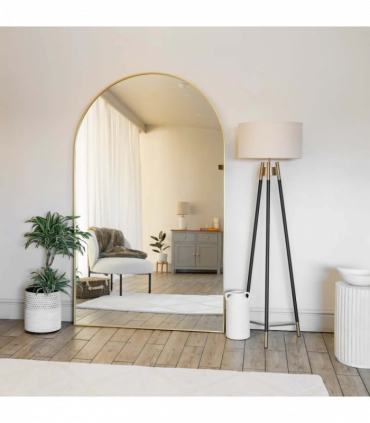 Akiko - Full Length Gold Metal Arched Mirror - 180cm x 105cm.