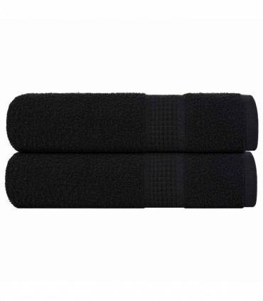 vidaXL Hand Towels 2 pcs Black 50x100 cm 360 gsm 100% Cotton