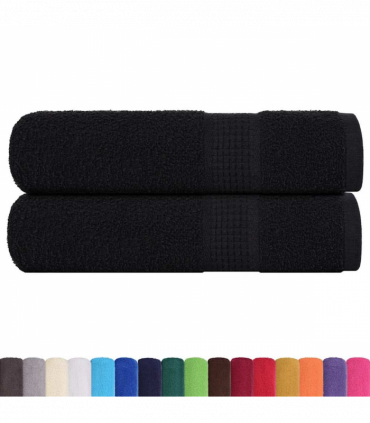 vidaXL Hand Towels 2 pcs Black 50x100 cm 360 gsm 100% Cotton