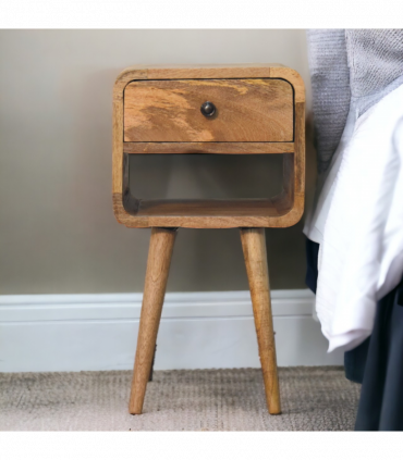 Artisan Furniture Solid Wood Mini Oak-ish Curve Lower Bedside