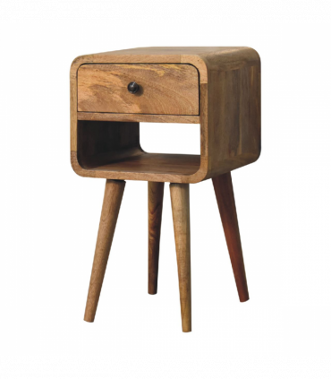 Artisan Furniture Solid Wood Mini Oak-ish Curve Lower Bedside