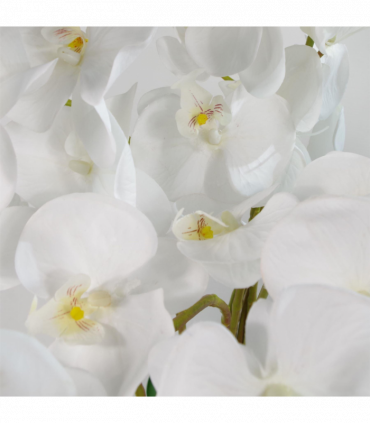 85cm Artificial Deluxe Bush Orchid - White Flowers White Pot