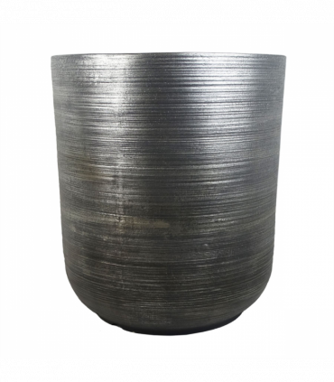 39cm x 33cm Coya Silver Ridged Planter Large Composite Plant Pot