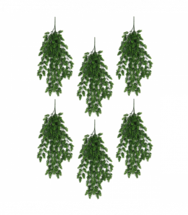 Pack of 6 x Hanging UV and Fire Resistant Artificial Clustered Fern Plant 128cm