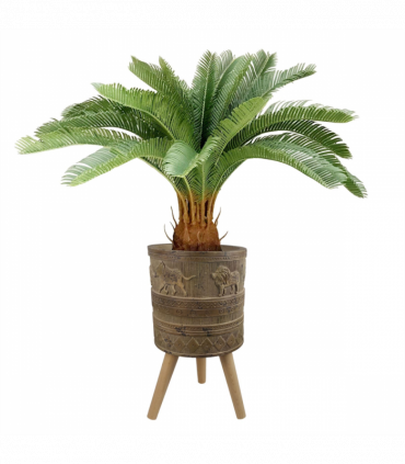 55cm x 29cm Jungle Planter with Legs Embossed Lion Elephant Large
