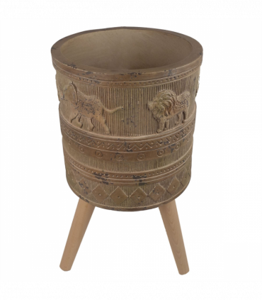 55cm x 29cm Jungle Planter with Legs Embossed Lion Elephant Large