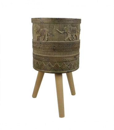 55cm x 29cm Jungle Planter with Legs Embossed Lion Elephant Large