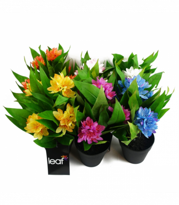 3x 18cm Artificial Freesia Plants Pink, Orange, Yellow Flowering