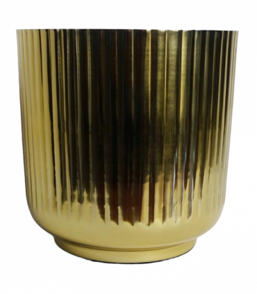 20cm Gold Fluted Metal Planter by Leaf